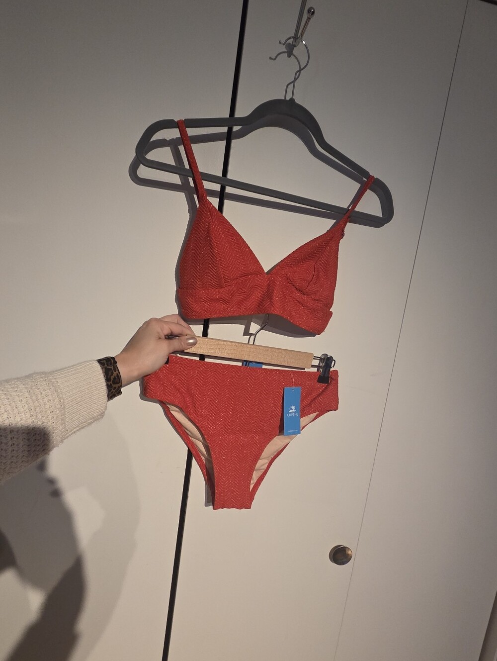 Cupshe Red Textured Two-Piece Bikini Set